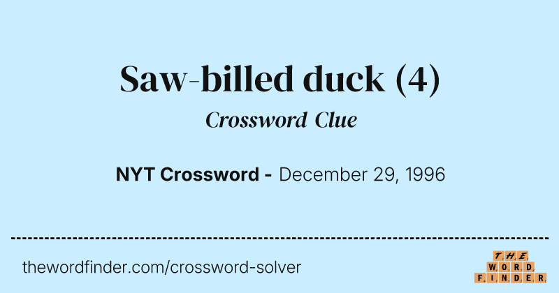 Saw-billed duck crossword clue image