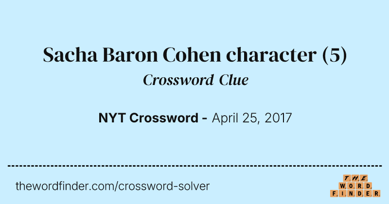 Sacha Baron Cohen character crossword clue image