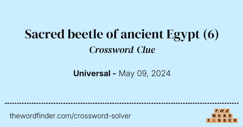Sacred beetle of ancient Egypt crossword clue image