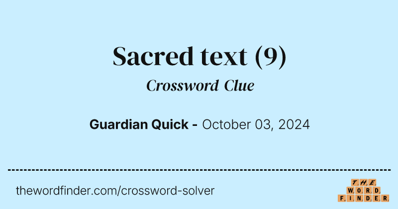 Sacred text crossword clue image