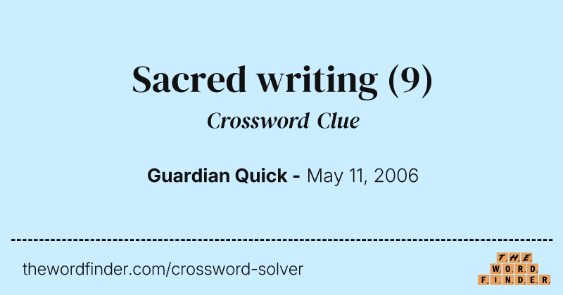 Sacred writing crossword clue image