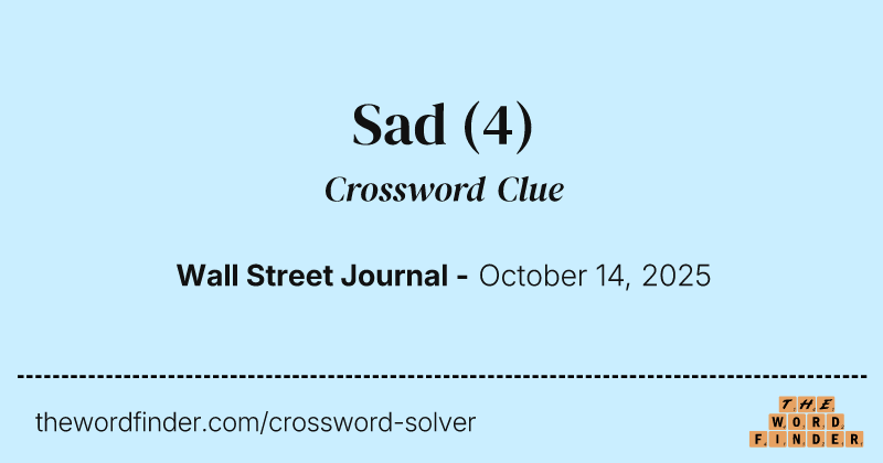 Sad crossword clue image
