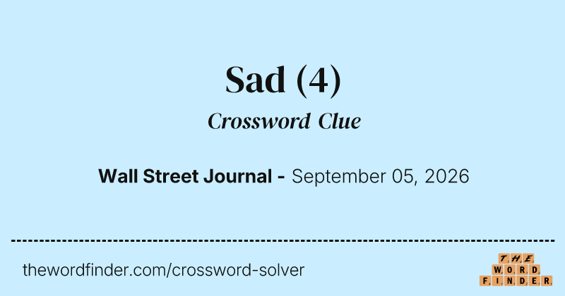 Sad crossword clue image