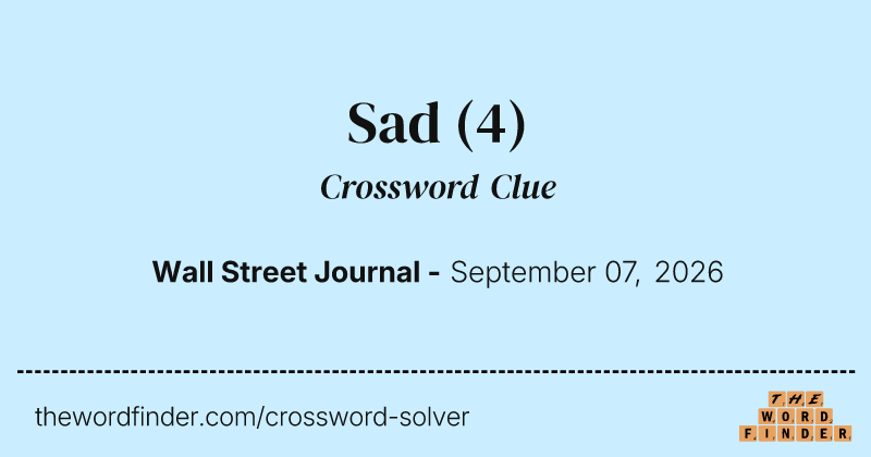 Sad crossword clue image