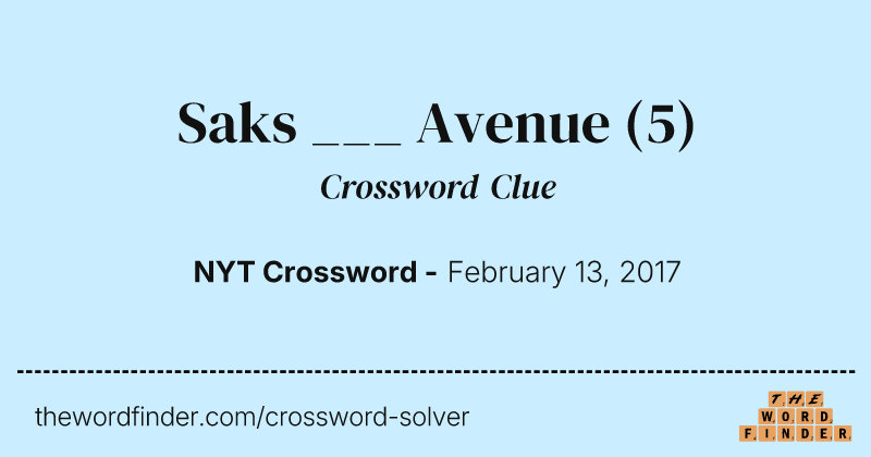 Saks ___ Avenue crossword clue image