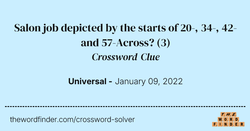 Salon job depicted by the starts of 20-, 34-, 42- and 57-Across? crossword clue image