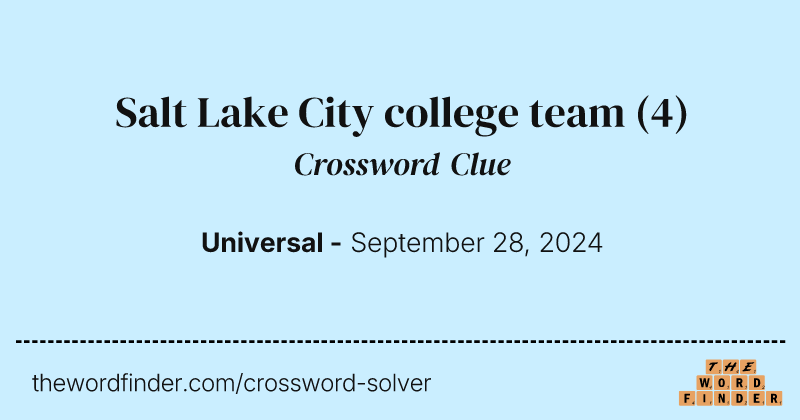 Salt Lake City college team crossword clue image