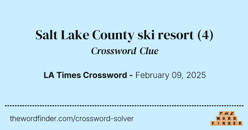 Salt Lake County ski resort crossword clue image
