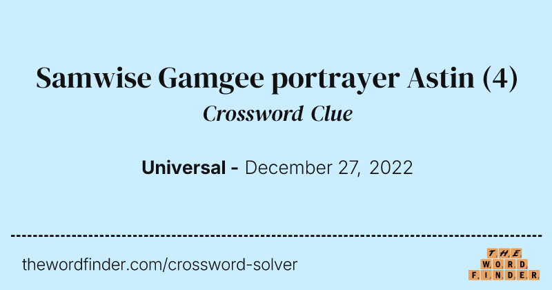 Samwise Gamgee portrayer Astin crossword clue image