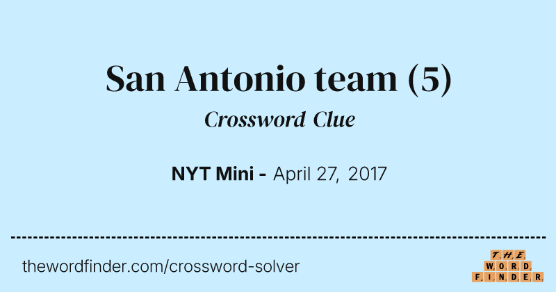 San Antonio team crossword clue image