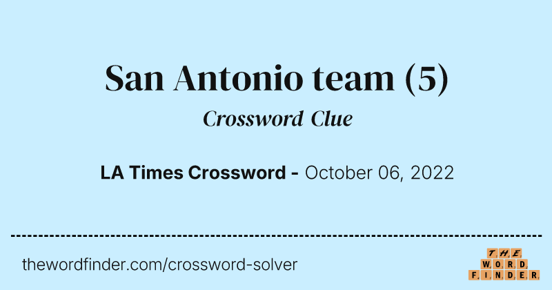 San Antonio team crossword clue image