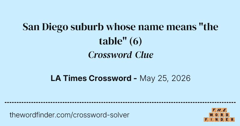 San Diego suburb whose name means "the table" crossword clue image