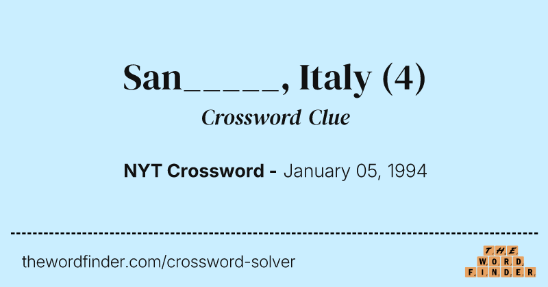 San_____, Italy crossword clue image