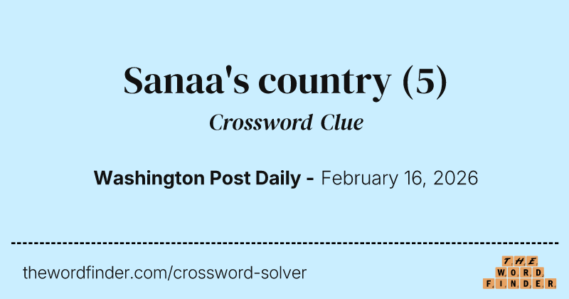 Sanaa's country crossword clue image