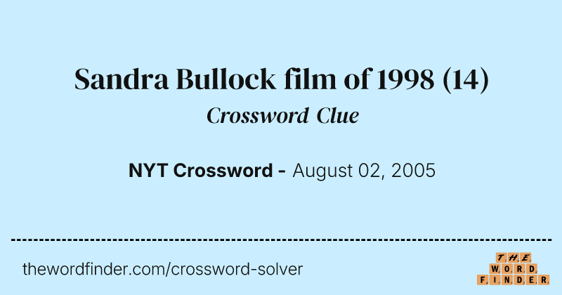 Sandra Bullock film of 1998 crossword clue image