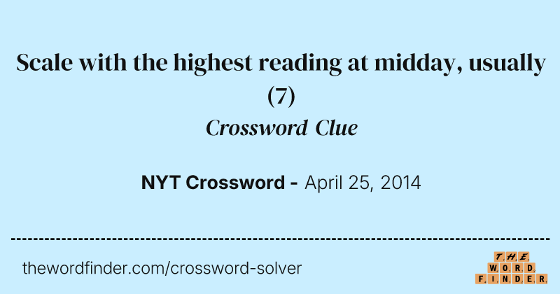 Scale with the highest reading at midday, usually crossword clue image