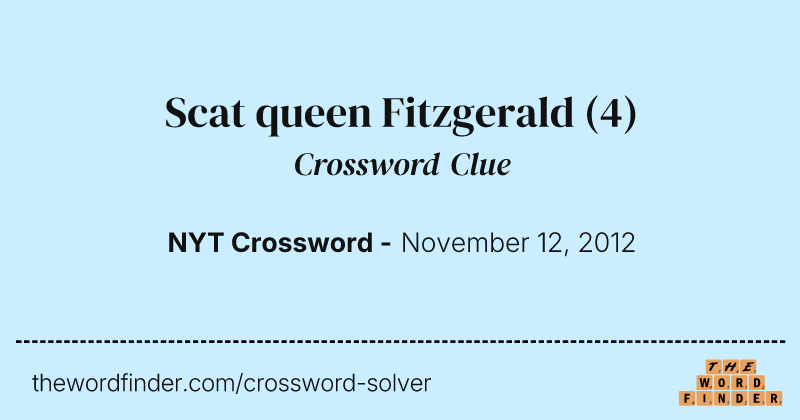 Scat queen Fitzgerald crossword clue image