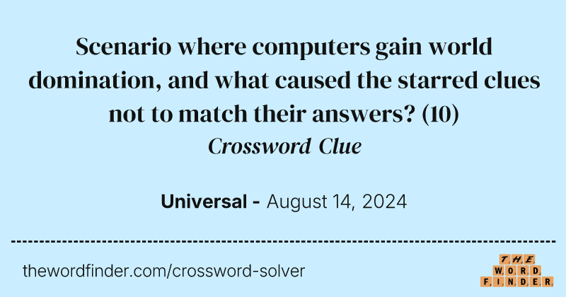 Scenario where computers gain world domination, and what caused the starred clues not to match their answers? crossword clue image