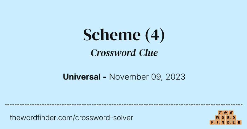 Scheme crossword clue image