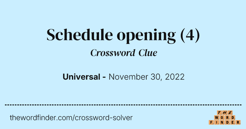 Schedule opening crossword clue image