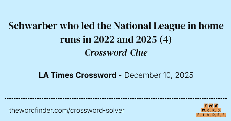 Schwarber who led the National League in home runs in 2022 and 2025 crossword clue image