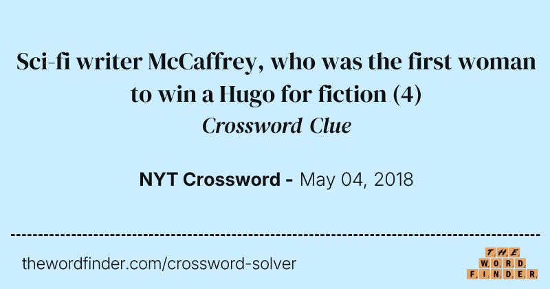 Sci-fi writer McCaffrey, who was the first woman to win a Hugo for fiction crossword clue image