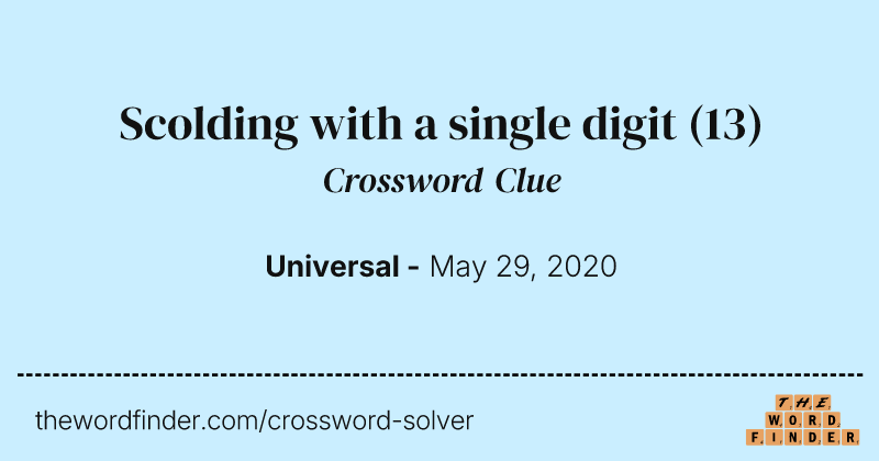 Scolding with a single digit crossword clue image