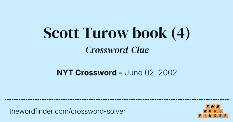 Scott Turow book crossword clue image