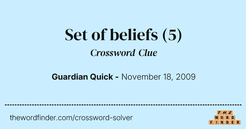Set of beliefs crossword clue image