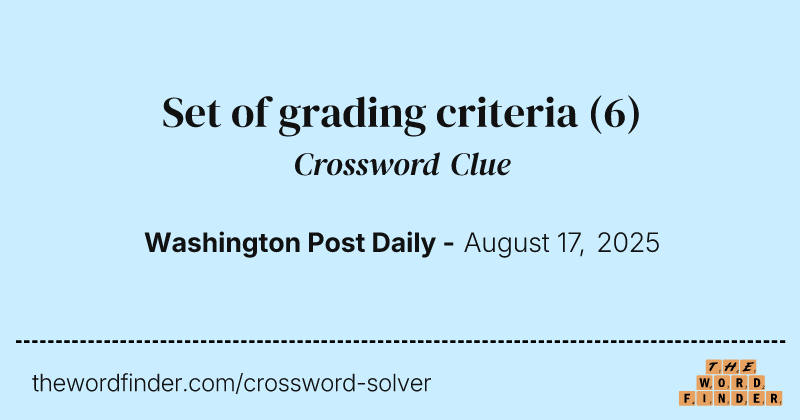 Set of grading criteria crossword clue image