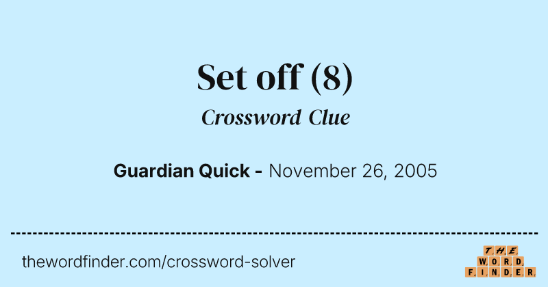 Set off crossword clue image