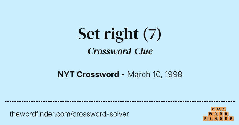 Set right crossword clue image
