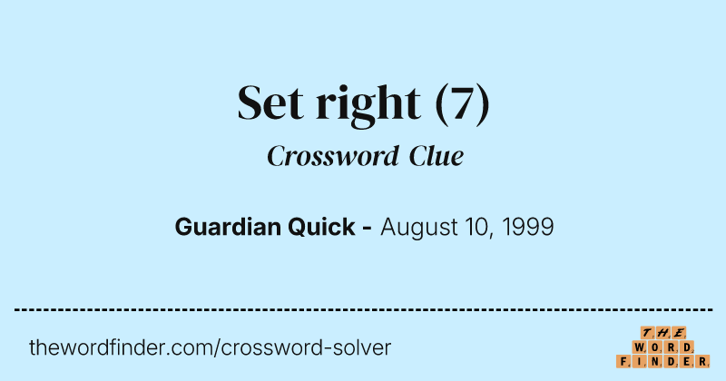 Set right crossword clue image