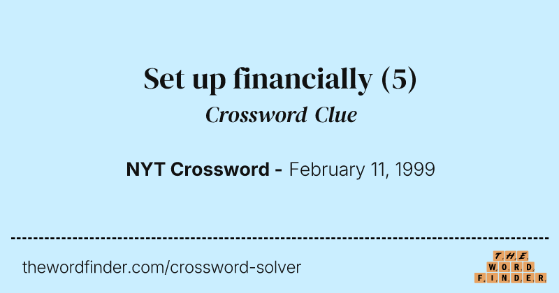 Set up financially crossword clue image
