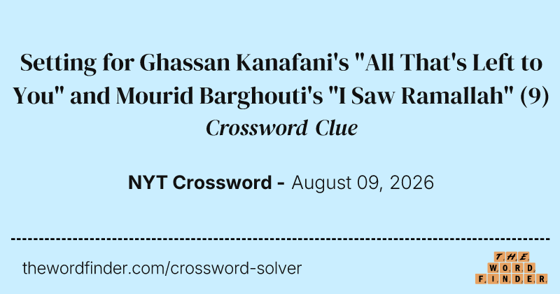 Setting for Ghassan Kanafani's "All That's Left to You" and Mourid Barghouti's "I Saw Ramallah" crossword clue image