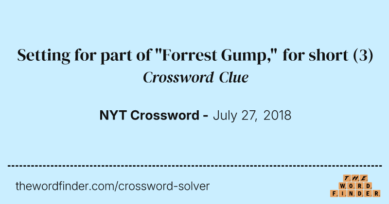 Setting for part of "Forrest Gump," for short crossword clue image