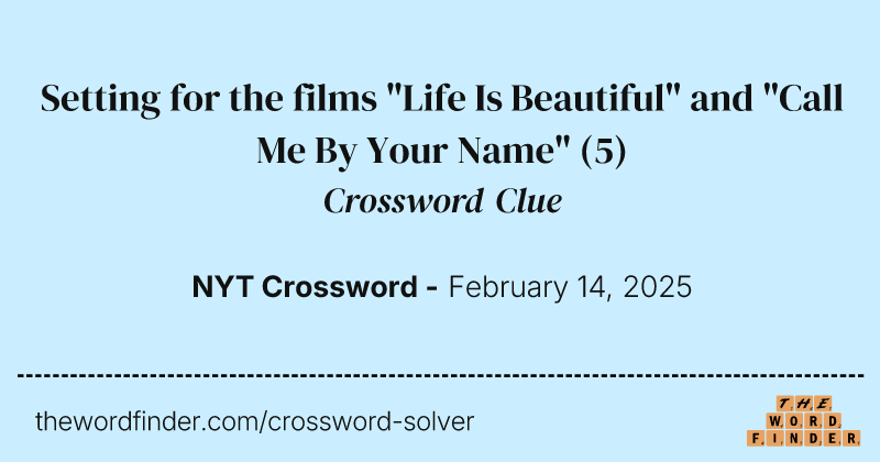 Setting for the films "Life Is Beautiful" and "Call Me By Your Name" crossword clue image