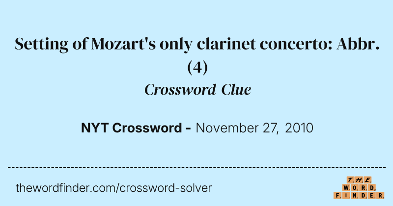 Setting of Mozart's only clarinet concerto: Abbr. crossword clue image