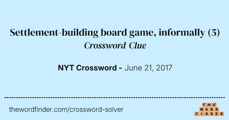 Settlement-building board game, informally crossword clue image