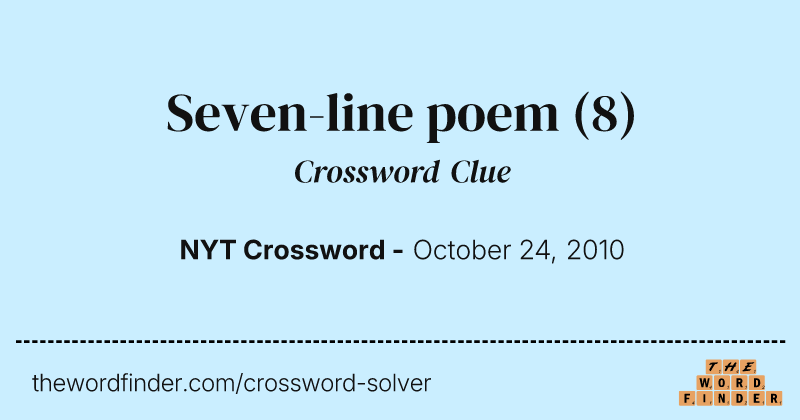Seven-line poem crossword clue image