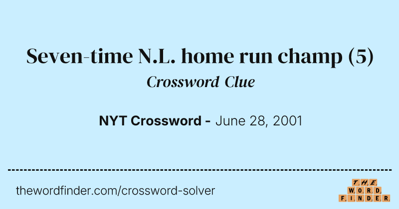 Seven-time N.L. home run champ crossword clue image