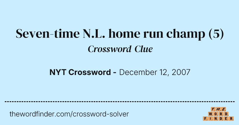 Seven-time N.L. home run champ crossword clue image
