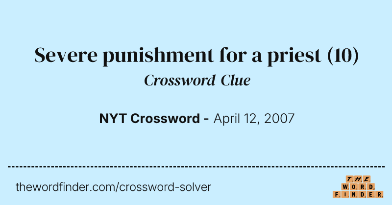 Severe punishment for a priest crossword clue image