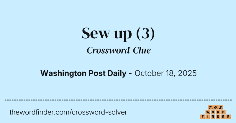 Sew up crossword clue image