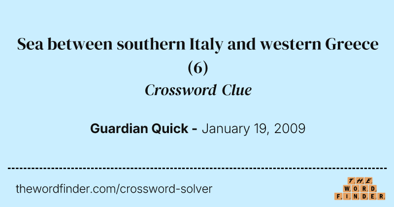 Sea between southern Italy and western Greece crossword clue image