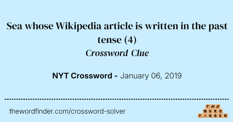 Sea whose Wikipedia article is written in the past tense crossword clue image