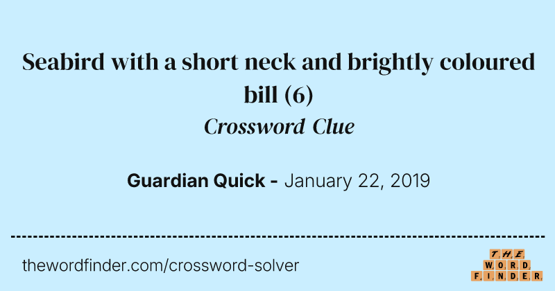 Seabird with a short neck and brightly coloured bill crossword clue image