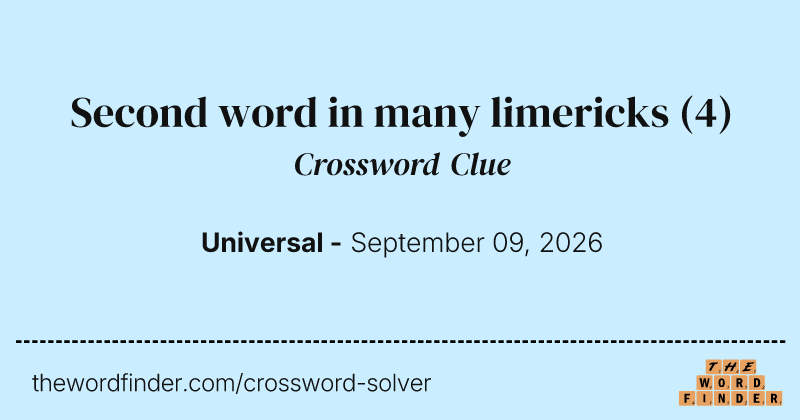 Second word in many limericks crossword clue image