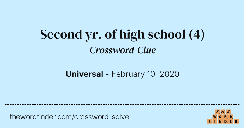 Second yr. of high school crossword clue image