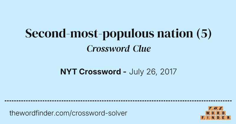 Second-most-populous nation crossword clue image